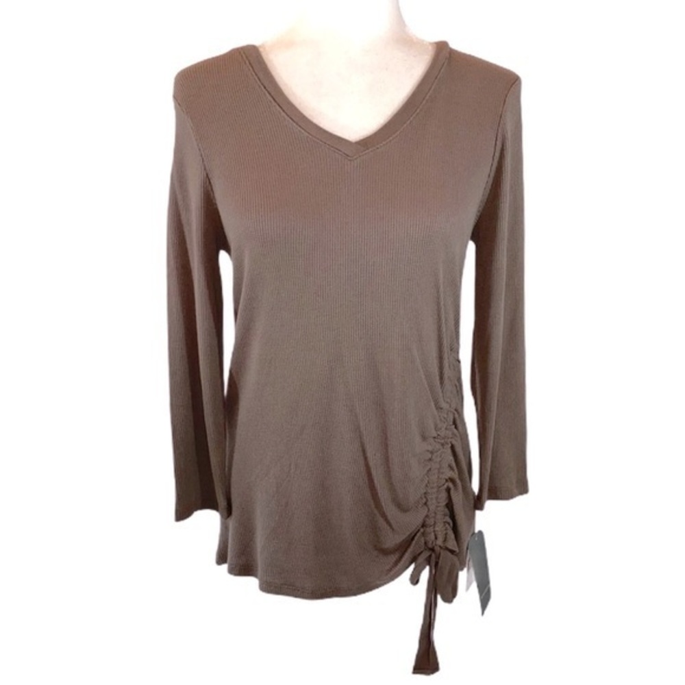 Wit & Wisdom S brown 3/4 sleeve knit stretch top